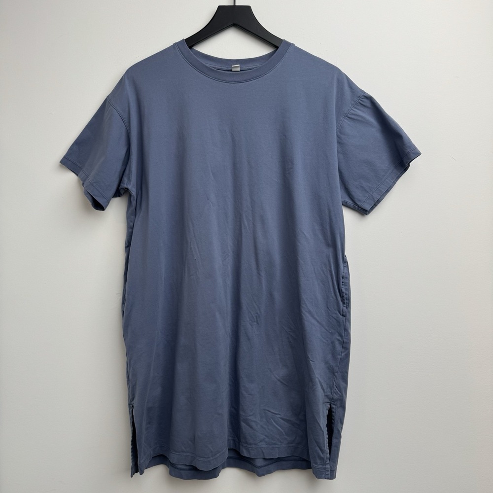 Uniqlo T-shirt L Dress Long Tee Blue Short Sleeve Maxi Casual Womens